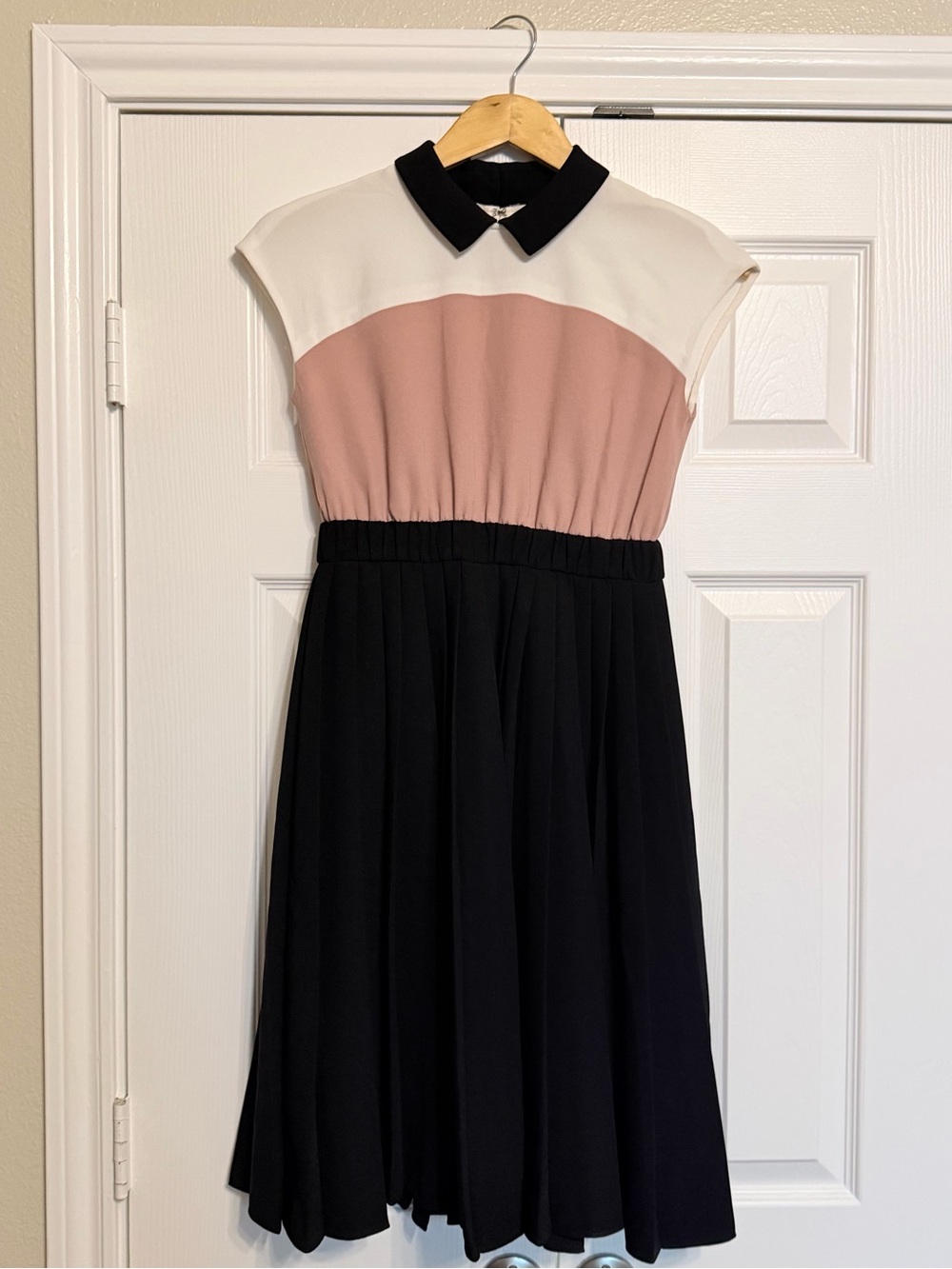 Kate spade Black, Blush & White Colorblock Midi Dress